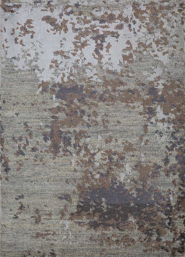  grey and black wool and bamboo silk Hand Knotted Rug